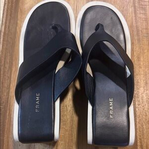 Frame Denim Black Leather Platform Sandals